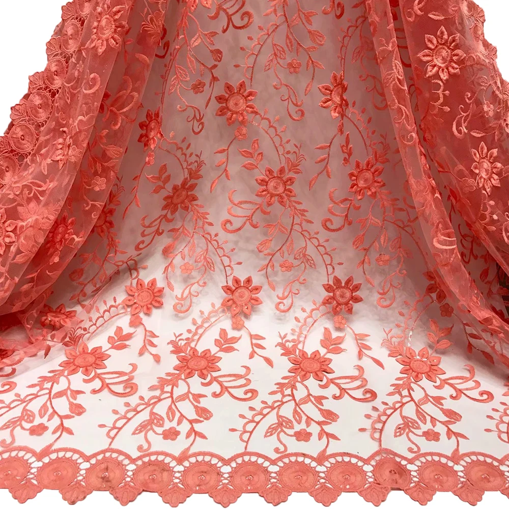 new arrival French lace high quality fiber embroidery decoration sequins lace fabrics for African fashion dress