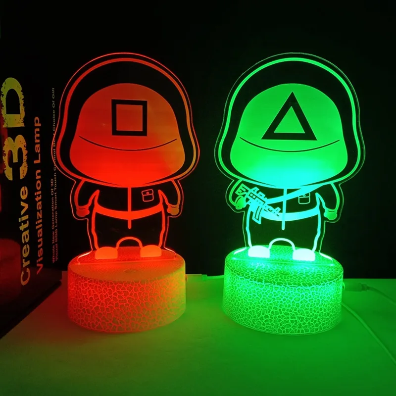 2021 Hot Korean Thriller TV Series Horror Squid Game 3D night light squid game illusion lamp for