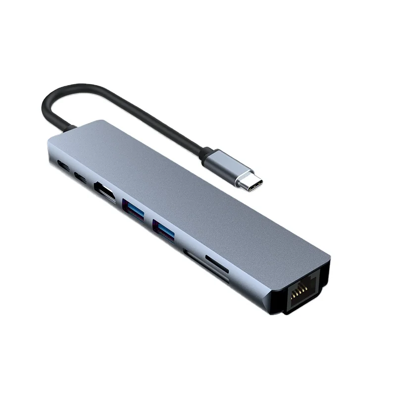 8 In1 Usb C 3.0 To 4K Hdmi2.0 Ethernet Hub Pd Charging  Multi-Port Type-C Interface Expander  VGA Adapter Usb Hub For Laptop