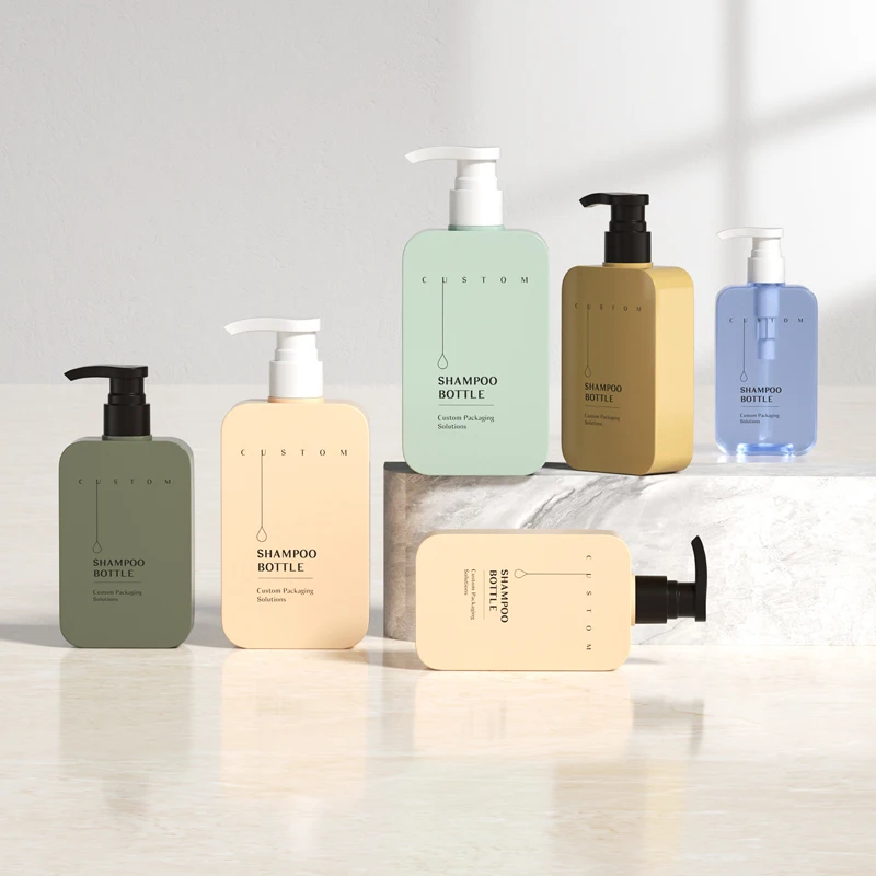 200ml 300ml Body Lotion Body Wash Shampoo Empty Plastic Cosmetic Bottles Square PETG Bottle With Pump face cream bottle