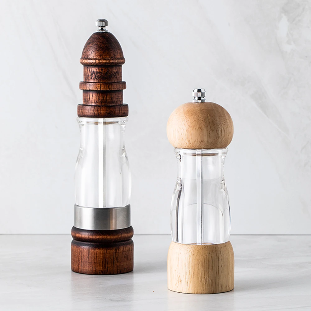 Custom bamboo Wooden Salt Shaker Pepper Mill Parts