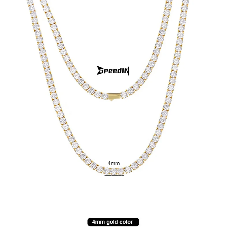 Luxury 18k gold plated austrian Zircon Crystals paved tennis necklace fancy iced out bling bling alloy tennis body chain