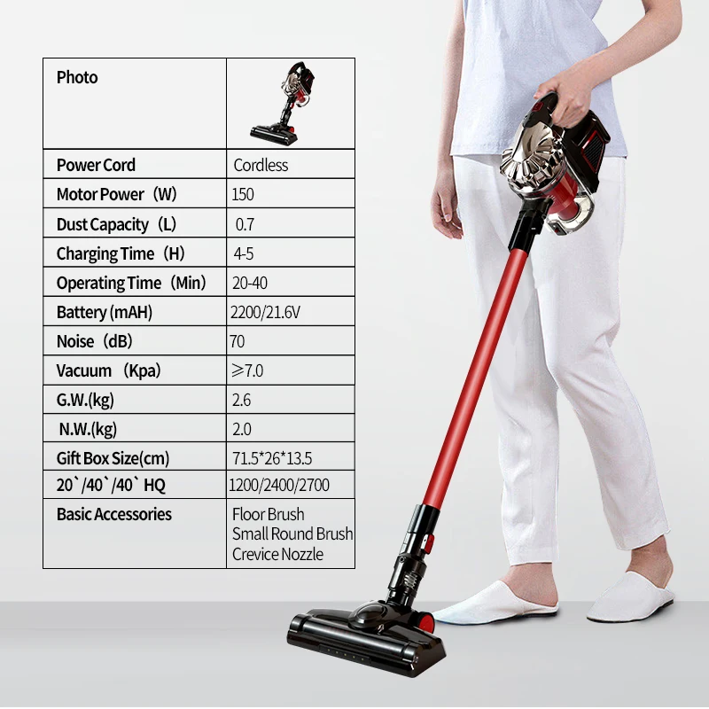 Big Suction Handheld Upright Vacuum Cleaner Cleaning Machine Multipurpose Dry Cordless Hand Held Home Bagless Brush Motor 150W
