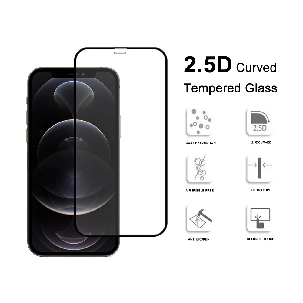 High Quality 9h 2.5D 0.33mm Full Curved Cover Mobile Phone Tempered Glass Screen Protector For Iphone 14 13 12 11 X 8