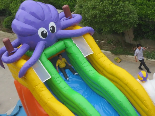 Summer adventure purple octopus aqua park water slide/inflatable water slide for exciting activity for kids and adults on sale