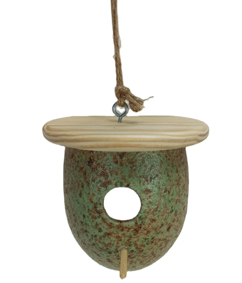 Custom Decorative ceramic Birdhouse Creative Wooden Hanging Bird House for Small Bird DIY Birdcage Making or Decoration