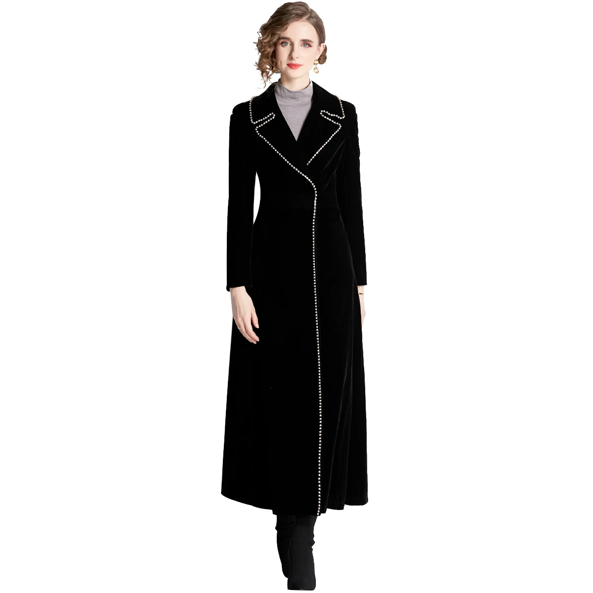 Velvet trench coat coat HL80260138