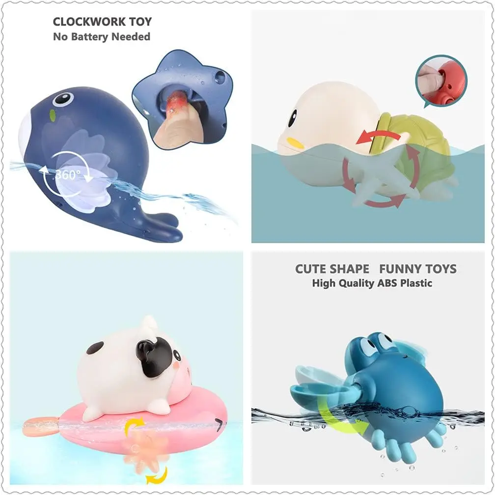 Wholesale Bath Toy Cute Animal Clockwork Bathtub Swimming Pool Toy Baby Bath Toy for Toddlers 1-3 Years Old