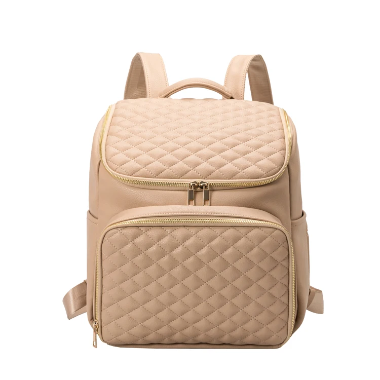 Wholesale Vegan Leather diaper bag luxury quilted baby diaper bag custom mummy backpack for baby storage