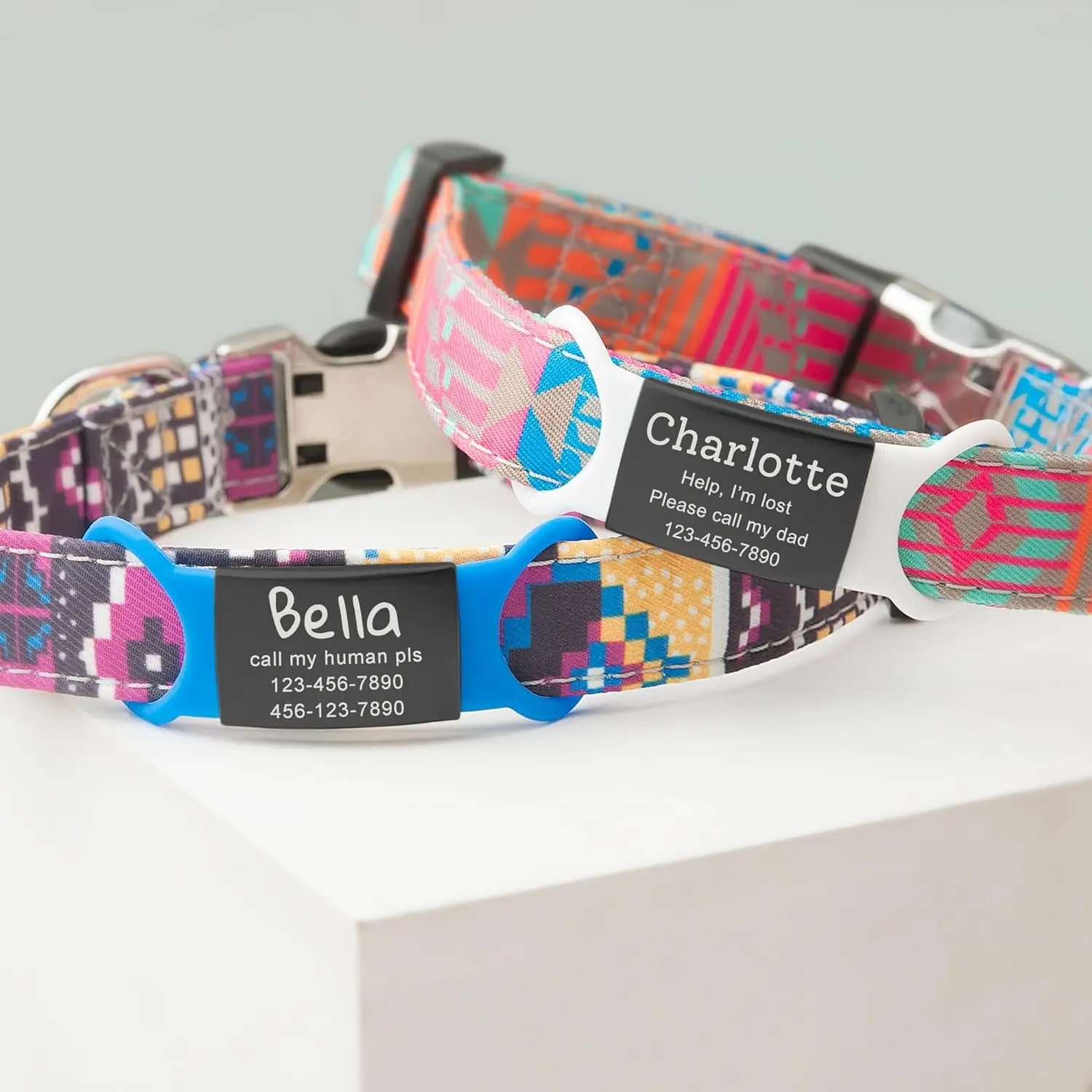 Dog Collar Name Personalized Cat Tags Slide on Pet Tag ID Silent Custom Dog Tags Engraved Cat Name Customized