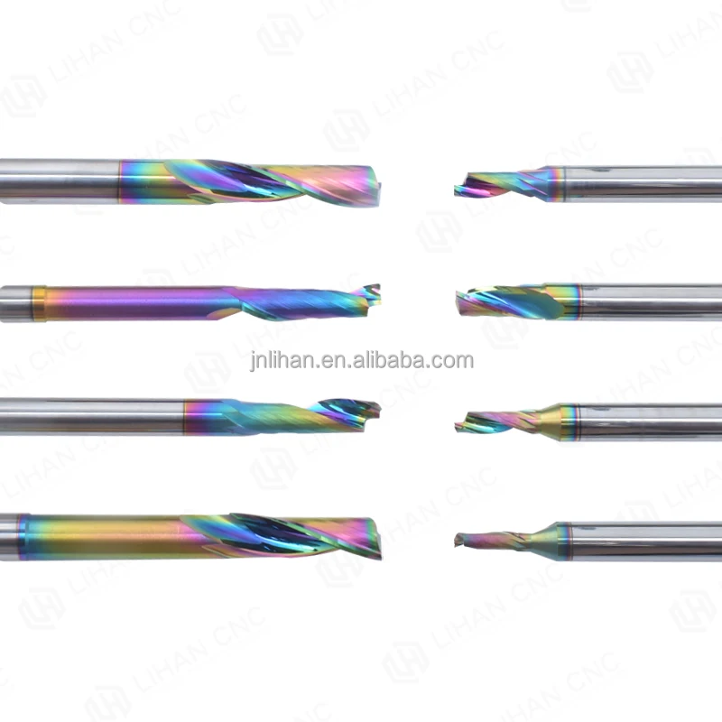 Single Flute Endmill High Precision Carbide Milling Cutter DLC Coating Solid Carbide Endmills Plastics For Aluminum