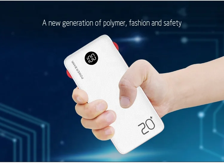 Best selling products usa OEM portable 3 USB port 20000mah LCD screen display built-in cable battery power bank