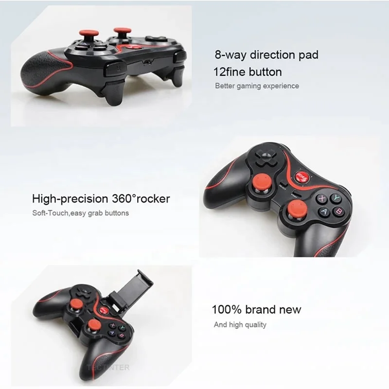 T3 X3 wireless gaming controller PC Game Controller Support Blue tooth BT3.0 Joystick For Mobile Phone Tablet TV Box Holder