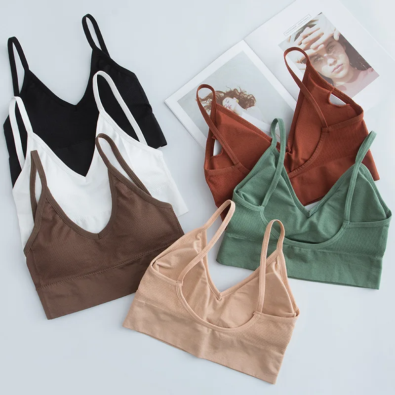 
2021 Newest Style Sports Yoga Set womens seamless v bra push up bra wireless seamless bra 