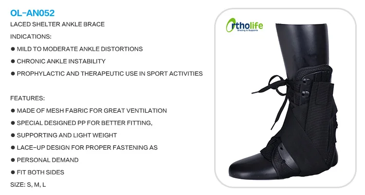 OL-AN052 Orthopedic Ankle Wrap Lace Up Foot Brace For Stress Fracture