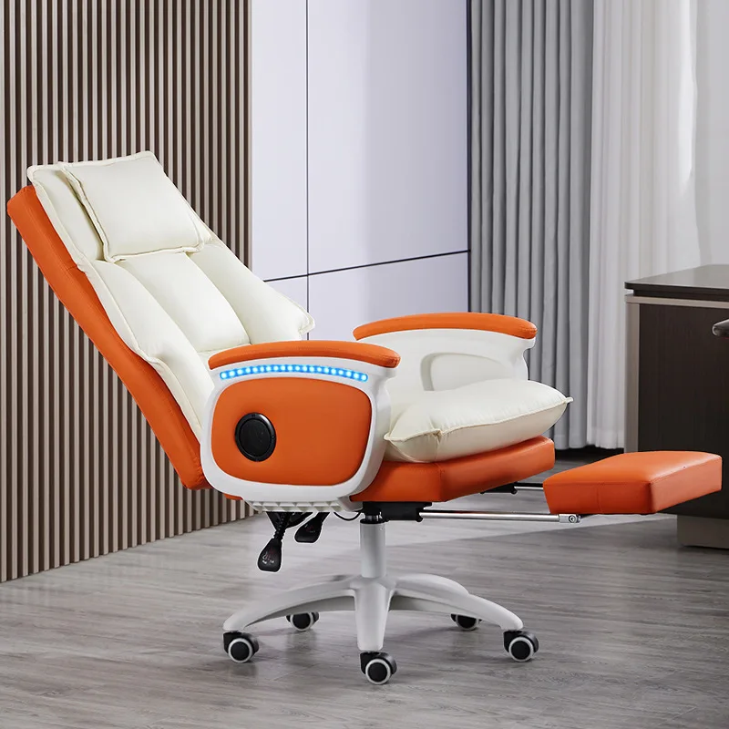 luxury comfortable light speaker neck support computer chair white big boss leather executive ergonomic office chair for sale