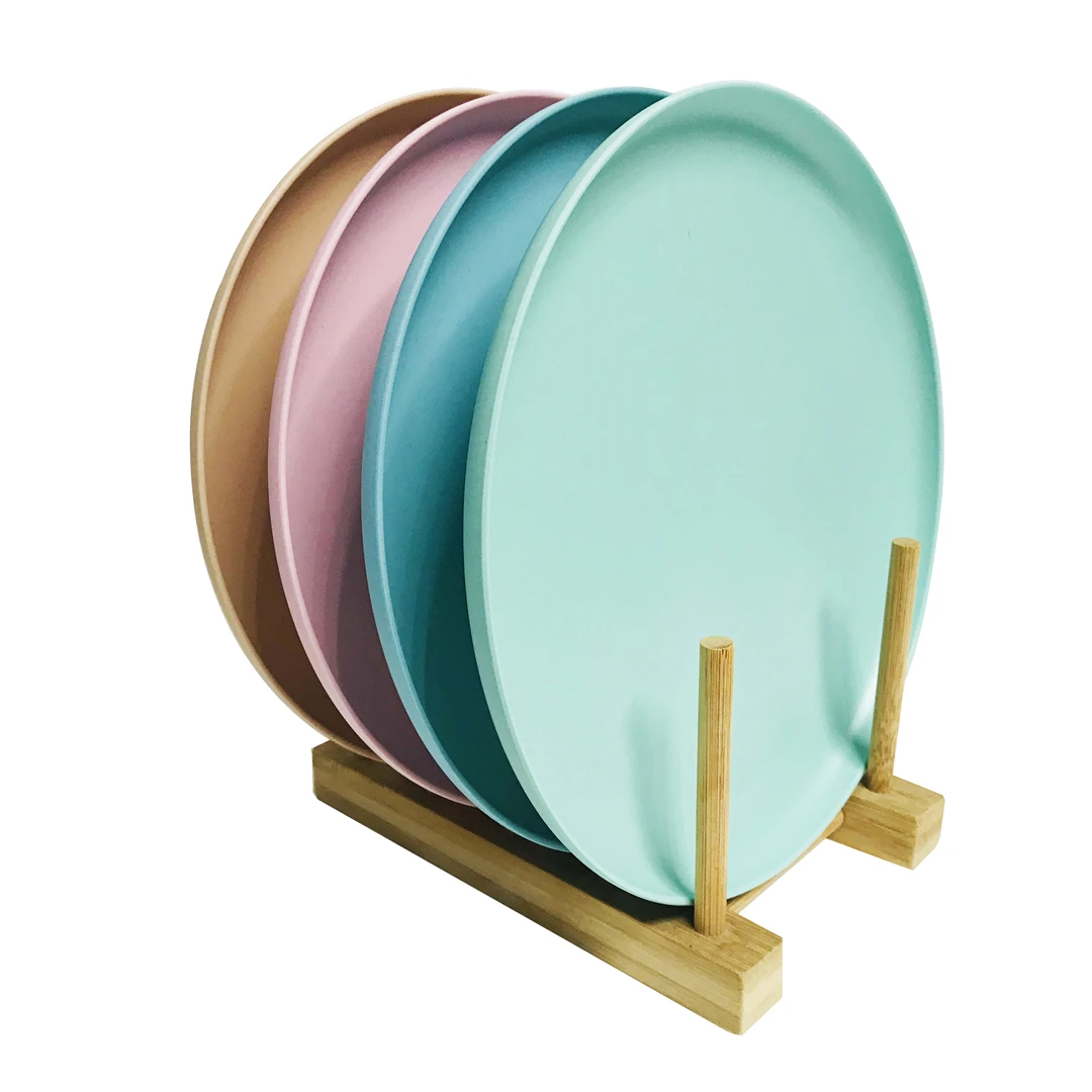 Reusable biodegradable plates bamboo fiber decal print dinner plates custom printed dinner plates