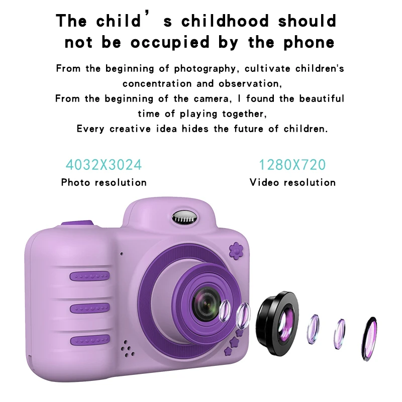 
Hot Selling Dual Lens camera 720P 2.4inch IPS screen child sports camera kids camera 