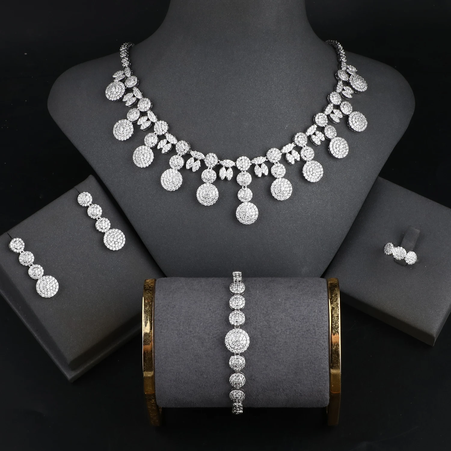 Arab Bridal Party Jewelry Set Design Cubic Zirconia Luxury Women Wedding Jewelry Sets