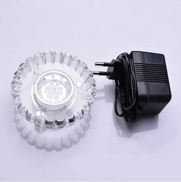 Round small multi color led crystal light base for displaying k9 clear crystal LED Base