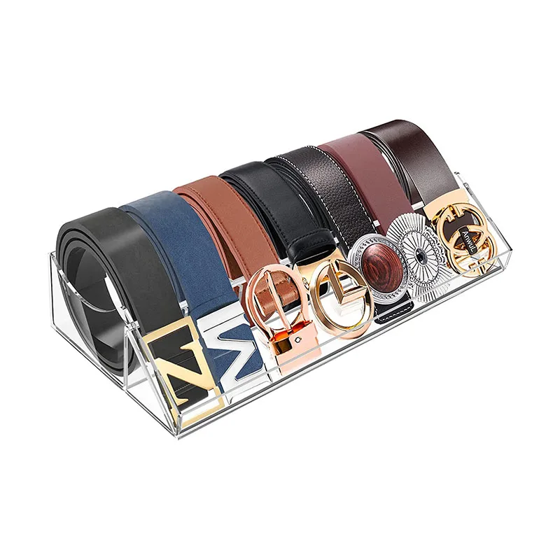 Acrylic Belt Organizer Belt Storage Holder for Closet Drawer Clear Belt Box Container Display Case with Display Stand for Tie
