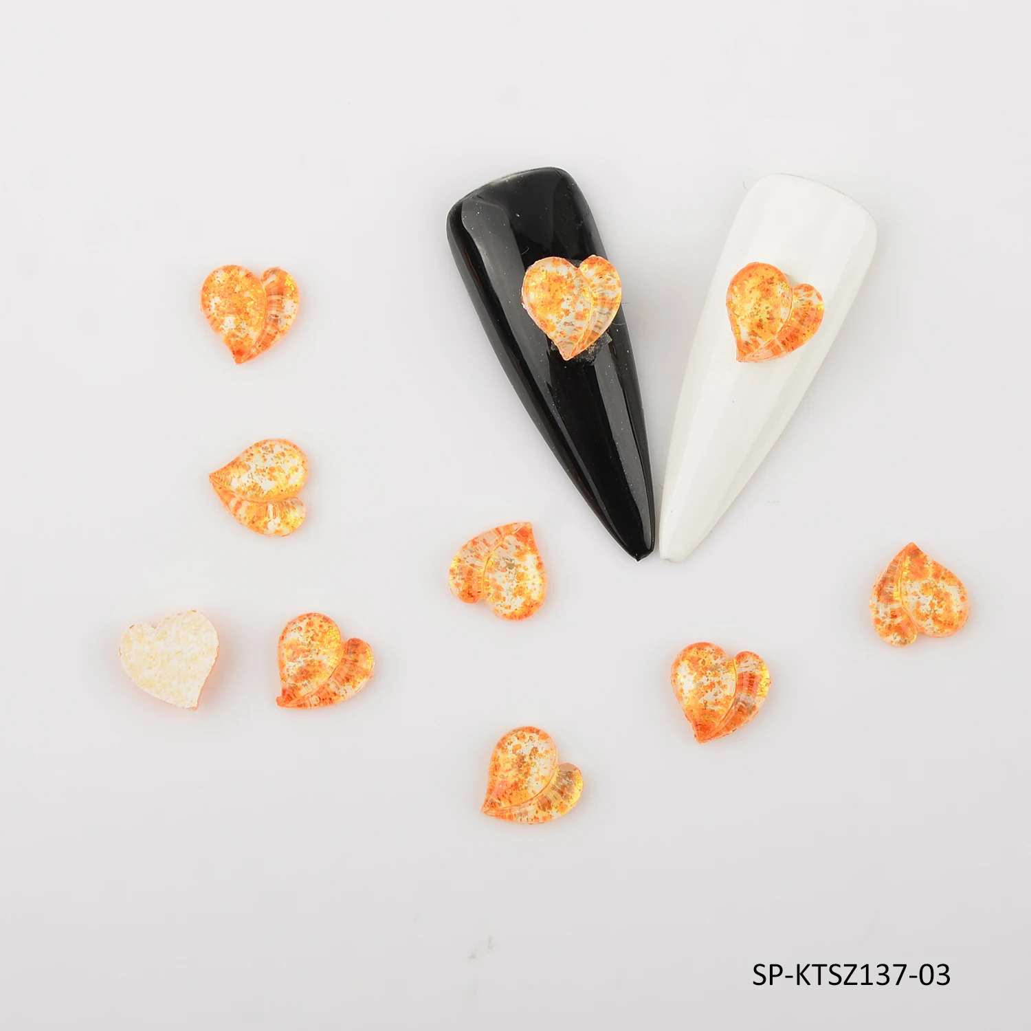 Peach Heart Lovely Stereo Nail Charms Flatback Jewelry Aurora Resin Crystal Stone DIY Nail Rhinestone Nail Parts