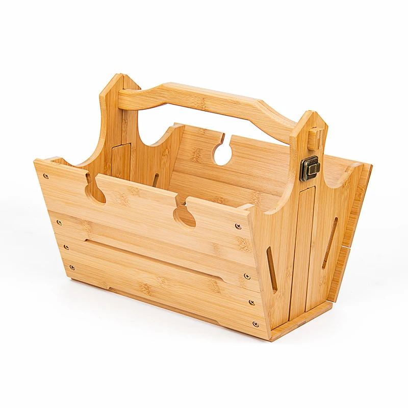 Оптовая продажа маленький складной деревянный стол для пикника со стеклянным держателем портативный бамбуковый мини-стол на открытом