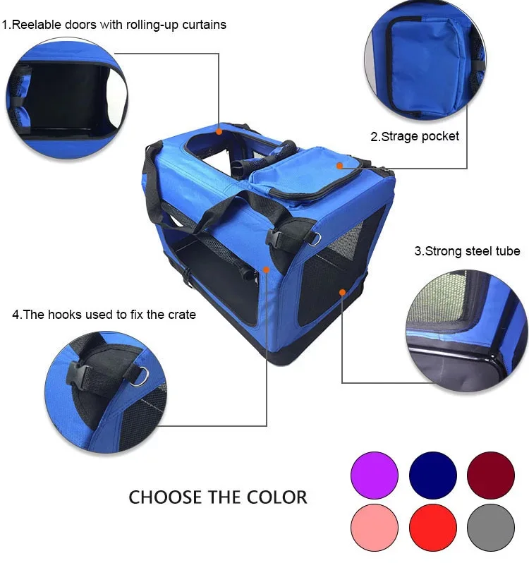 CANBO Portable Wrapped Pet Travel Case Car Breathable Folding Dog Cage Nest Travel Case with Oxford Cloth