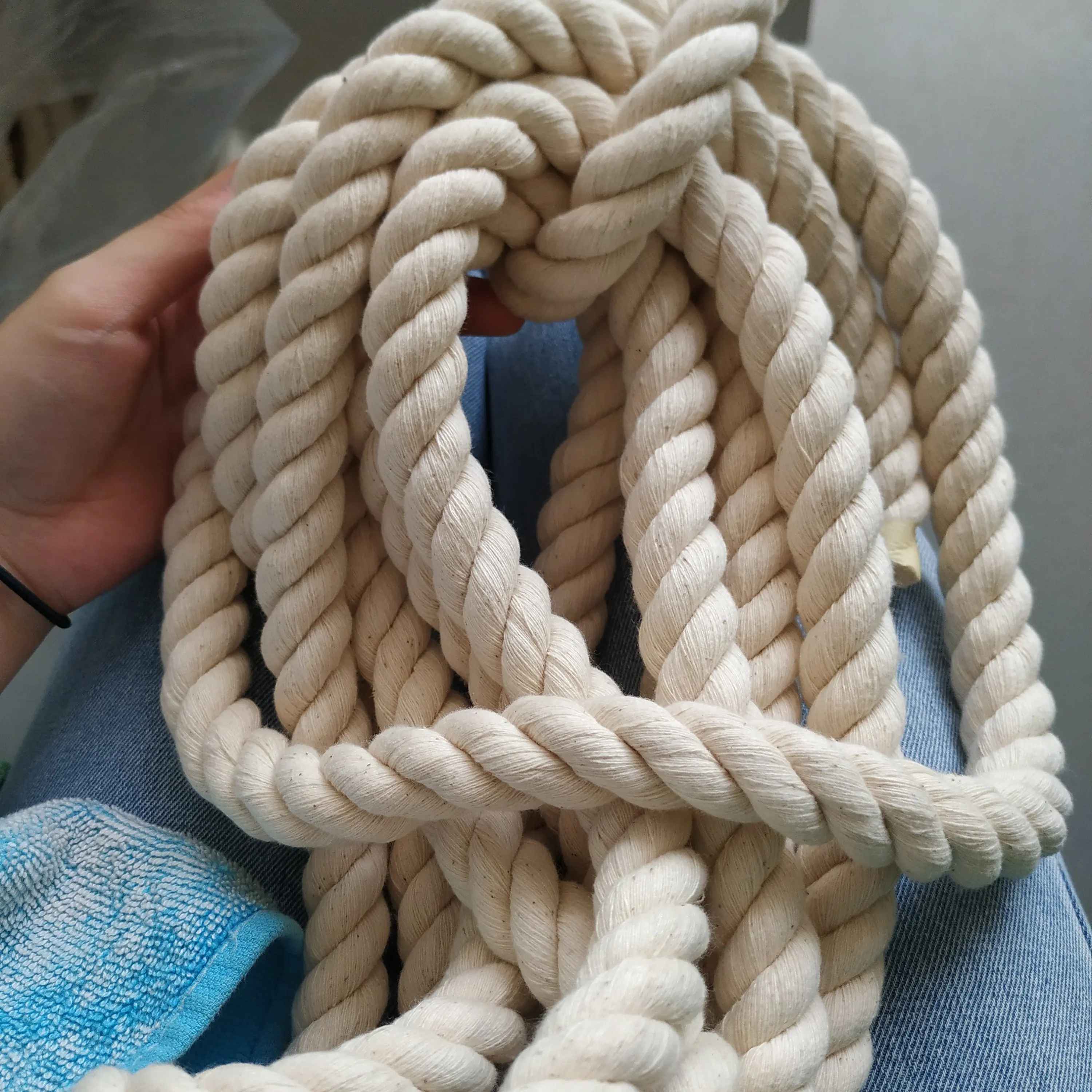 Ropemate 20mm Natural White 3 Strand Twisted Cotton Rope / 3 Ply Macrame Cord / Large Size Cotton Cord for Macrame Kit