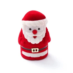 Manufacturer Christmas Santa Claus Shape Velvet Gift Packaging Red Flocking Ring Box