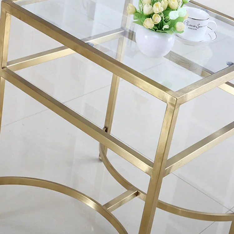 Wholesale Modern New Design Luxury Transparent Square Glass Dining Table With Stainless Steel Frame