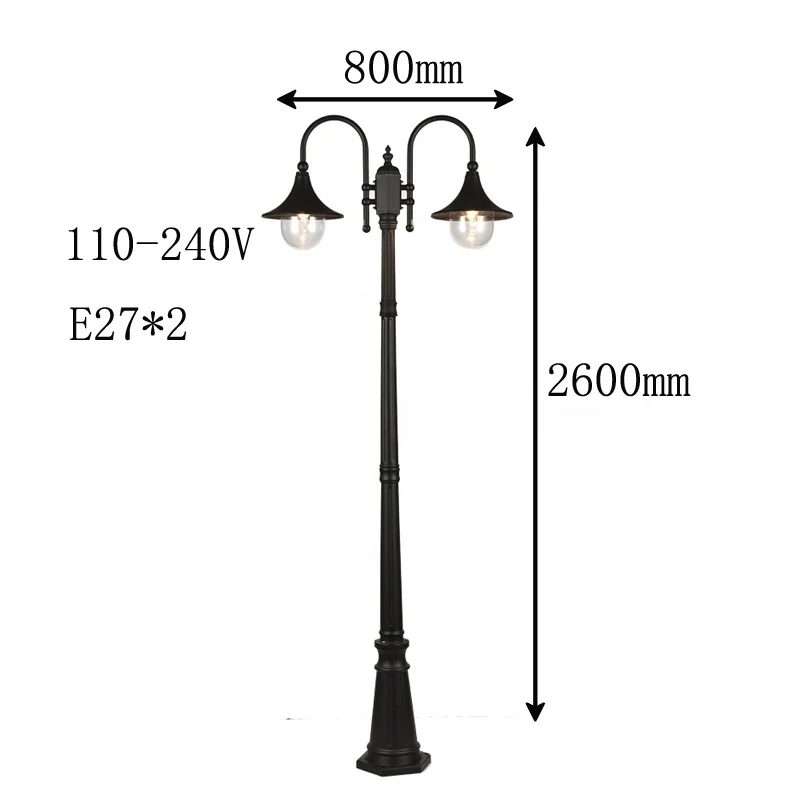 Garden Light Black color Aluminum yard pole E27 Garden Light