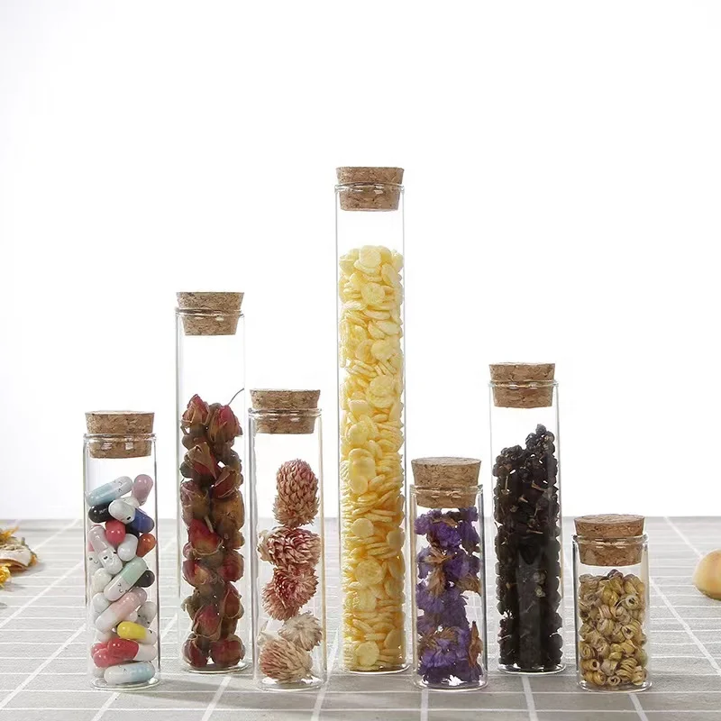 high quality clear custom glass tube container cigar glass tube flat bottom glass test tube with cork