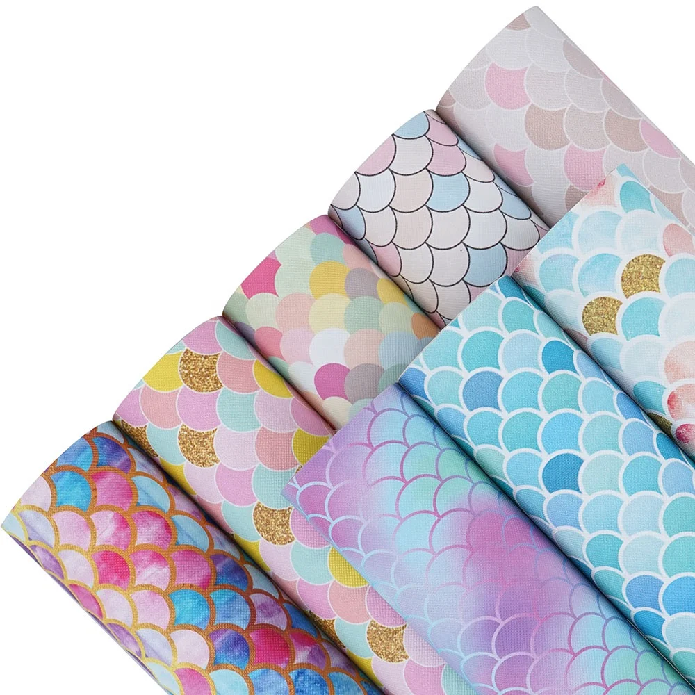 A4 Русалка рыбий чешуи печатная искусственная кожа ткань для ручной работы искусственная кожа ремесла Сумка Обувь серьги производитель