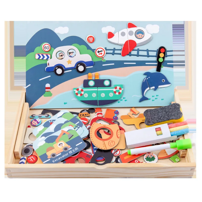 Puzzles Game to Toddlers Drawing Board early Childhood Education Puzzle Animals Wooden DIY Baby Magnetic Puzzles Toys Art FREE