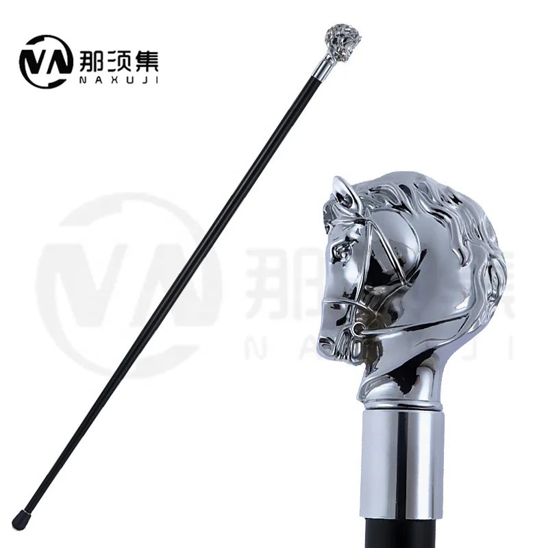 Gold silver metal exquisite horse head model handle Antique Walking Cane Fashion Luxury Aluminum Alloy classic walking sticks