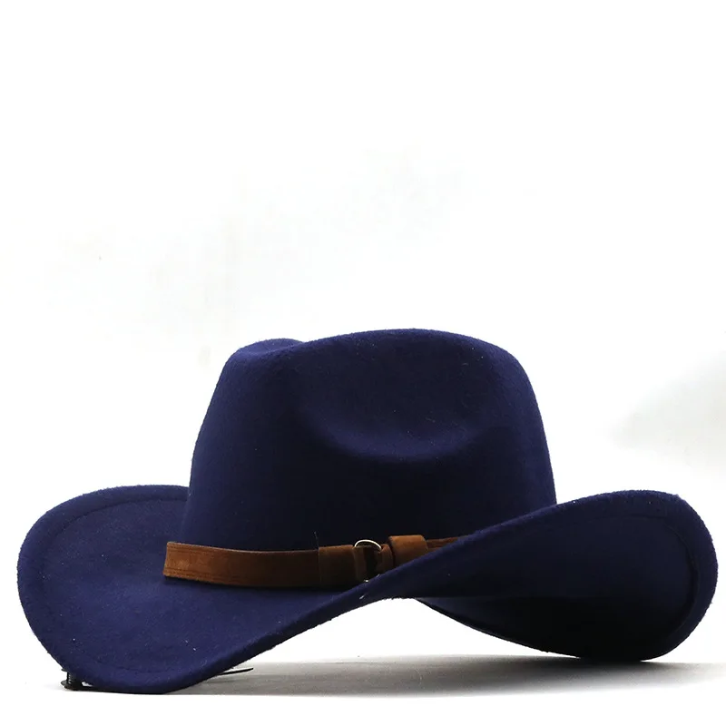 Hot Selling Western Wide Brim Women Felt Wool Cow Boy Fedora Hat for Man