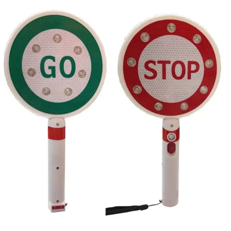 Traffic Control Crowd Crossing Guard Command Hand Held Led Flashing signal Light Arrow Go Signage Handheld Stop LED Traffic Sign