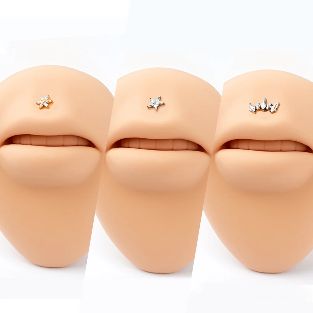 Toposh ASTM F136 G23 Push Pin Threadless Titanium Jewelry Prong Setting Zirconia Women Accessories Cartilage Earring Piercing