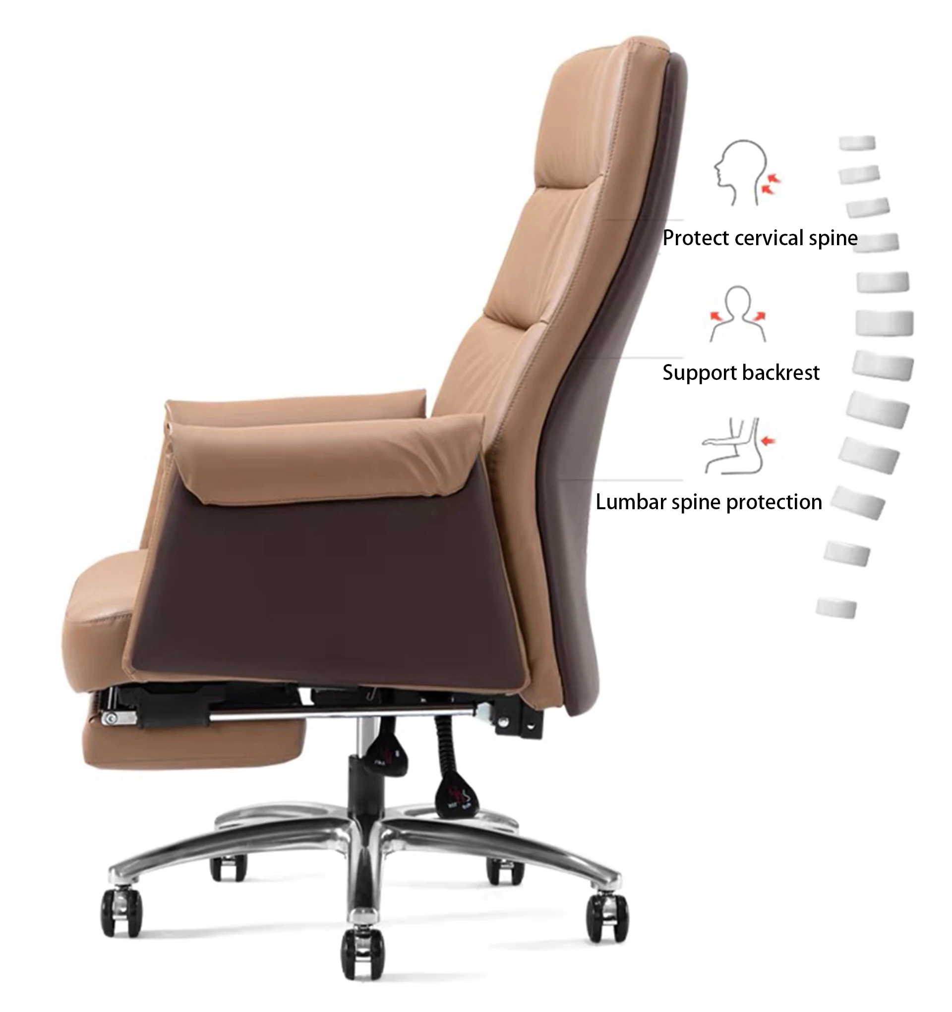 Luxury modern PU Leather ergonomic with footrest swivel relaxing rotating manager office chair