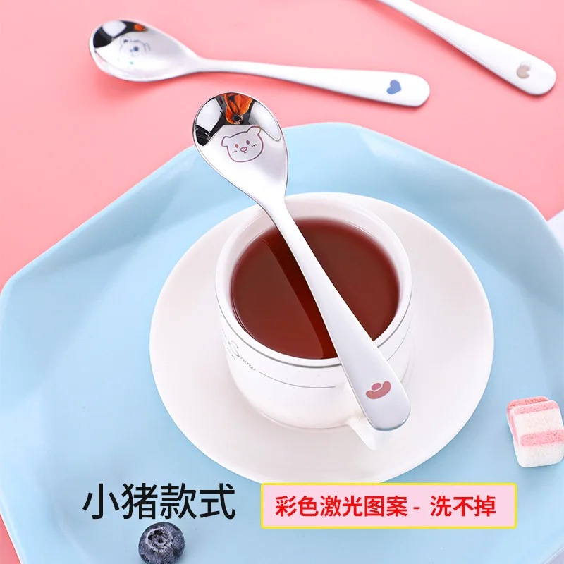 Stainless Steel 304 Long Handle Small Size Cartoon Children Baby Eating Soup Spoon fork set