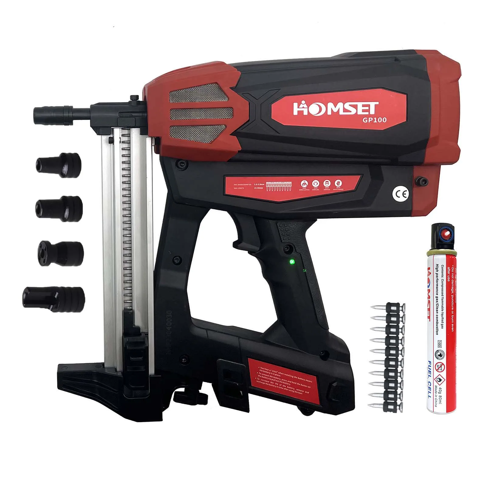Cordless  Gas Mounting  Gun fuel cell nailers construction tools with multi-function nozzle