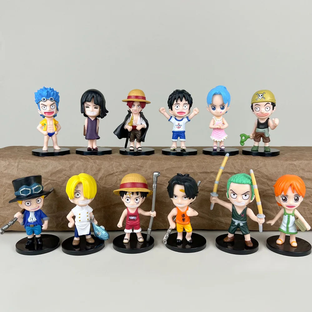 12 pcs/set Anime Childhood Luffy Zoro Q Version Model Toy Pvc Action Figure