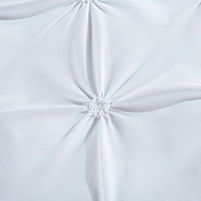 100% Polyester White Soild Bedding Set New Simple Luxury Washed Embroidery Three-pieces Four-pieces Bedding Set with Curtains