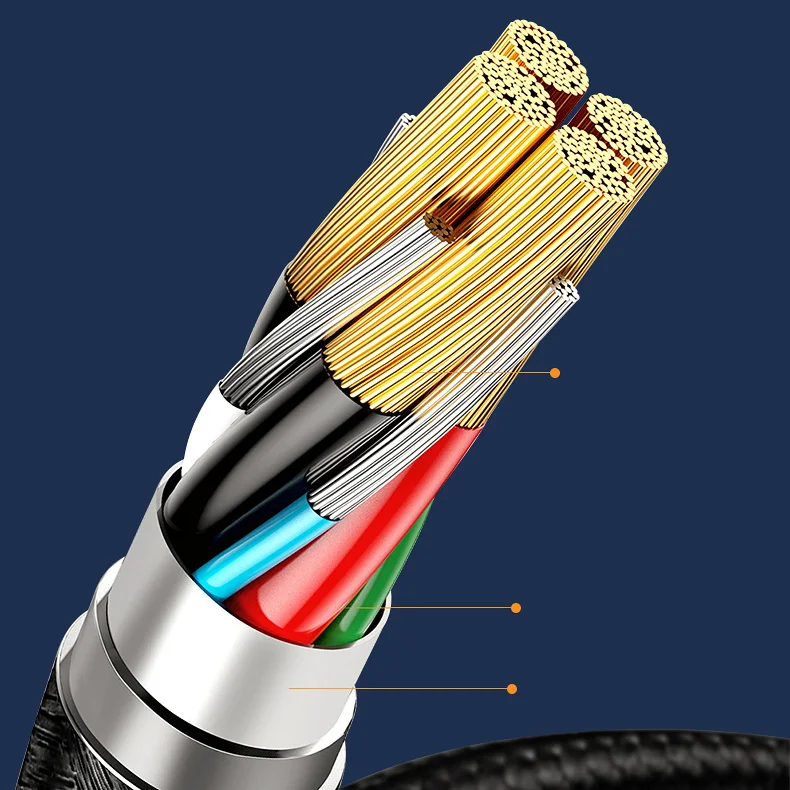 2 in 3 out 5 in 1 PD 60W PD USB Fast charging nylon braided data usb cable Phone Micro USB Type C Cable 3.3 FT Grey