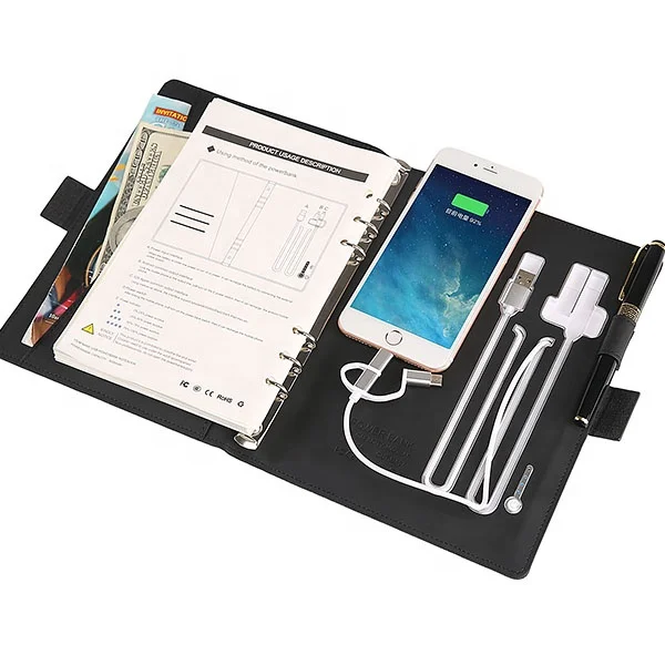 
Hot sale A5 fabric power bank notebook with wireless charging 