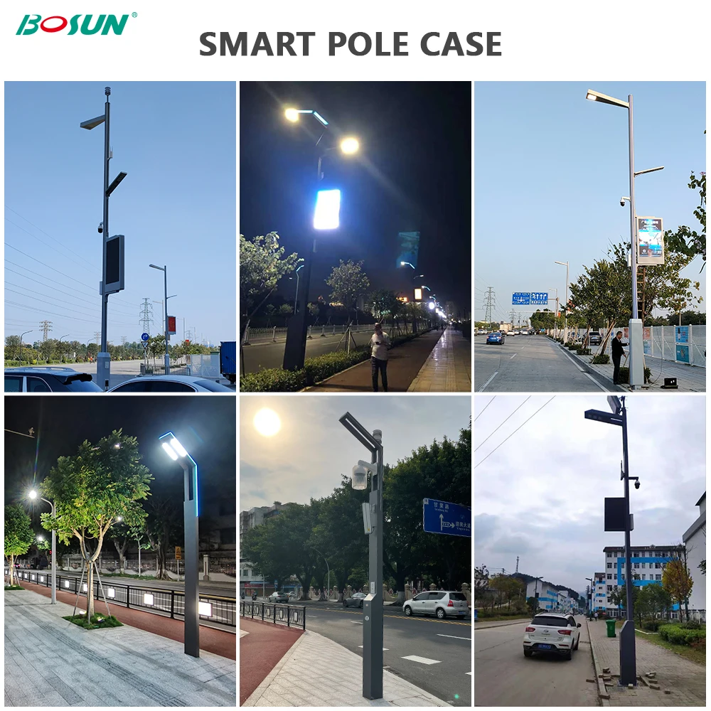 high quality solar street light with cctv camera smart pole outdoor ip65 smart Lamp pole with security monitoring for smart city