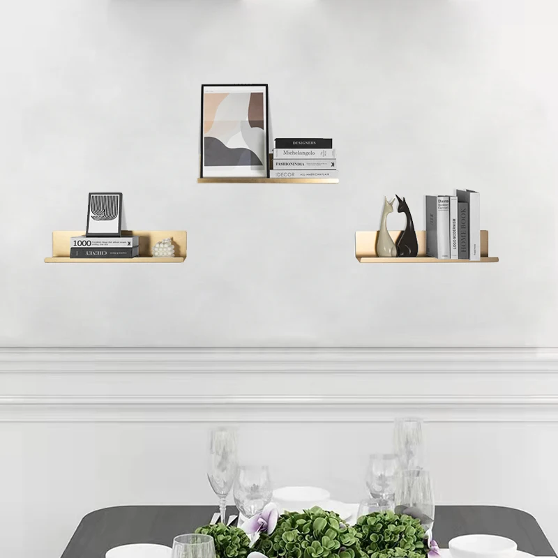 Classic L-Shaped Black Floating Shelf Wall-Mounted Aluminium Photo Frame for Home Decoration for Flower Pot Placement