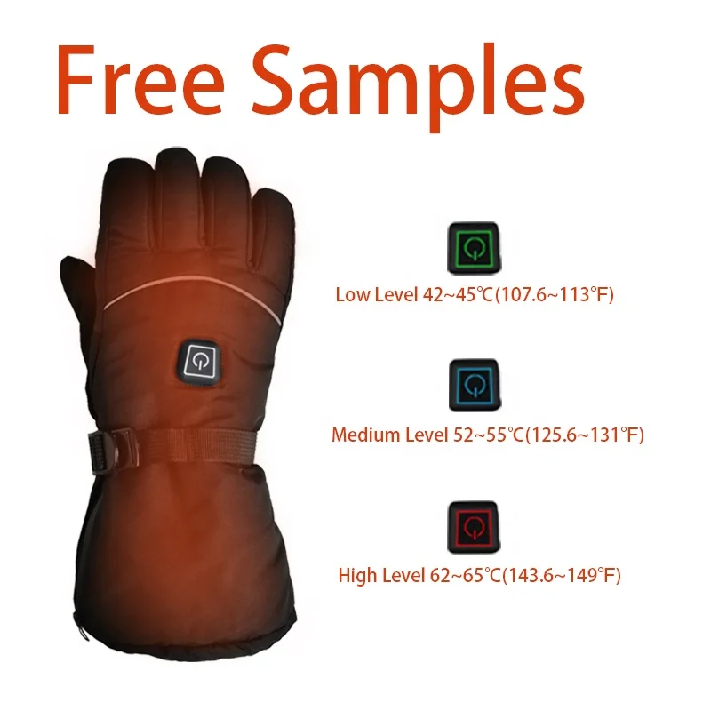 7.4V Lithium USB Electric Battery Heated ski Gloves with 3 level temperature