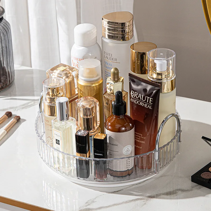 Multifunctional first floor storage rack for dressing table, rotating storage and organizing rack for bathroom and living room